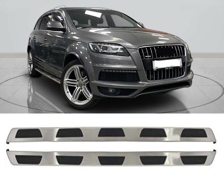 FOR AUDI Q7 SIDE STEPS RUNNING BOARDS BARS GUARD 2006-2015 4L 100% BRUSHED STEEL