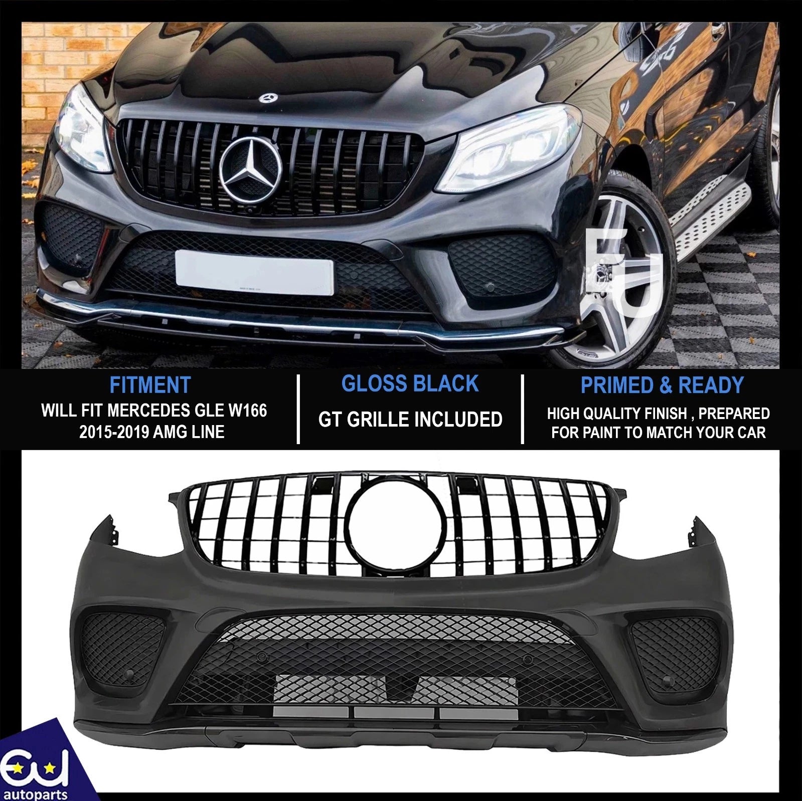 FOR MERCEDES AMG GLE W166 X166 C292 FRONT COMPLETE BUMPER W/ CAMERA HOLE 15-19