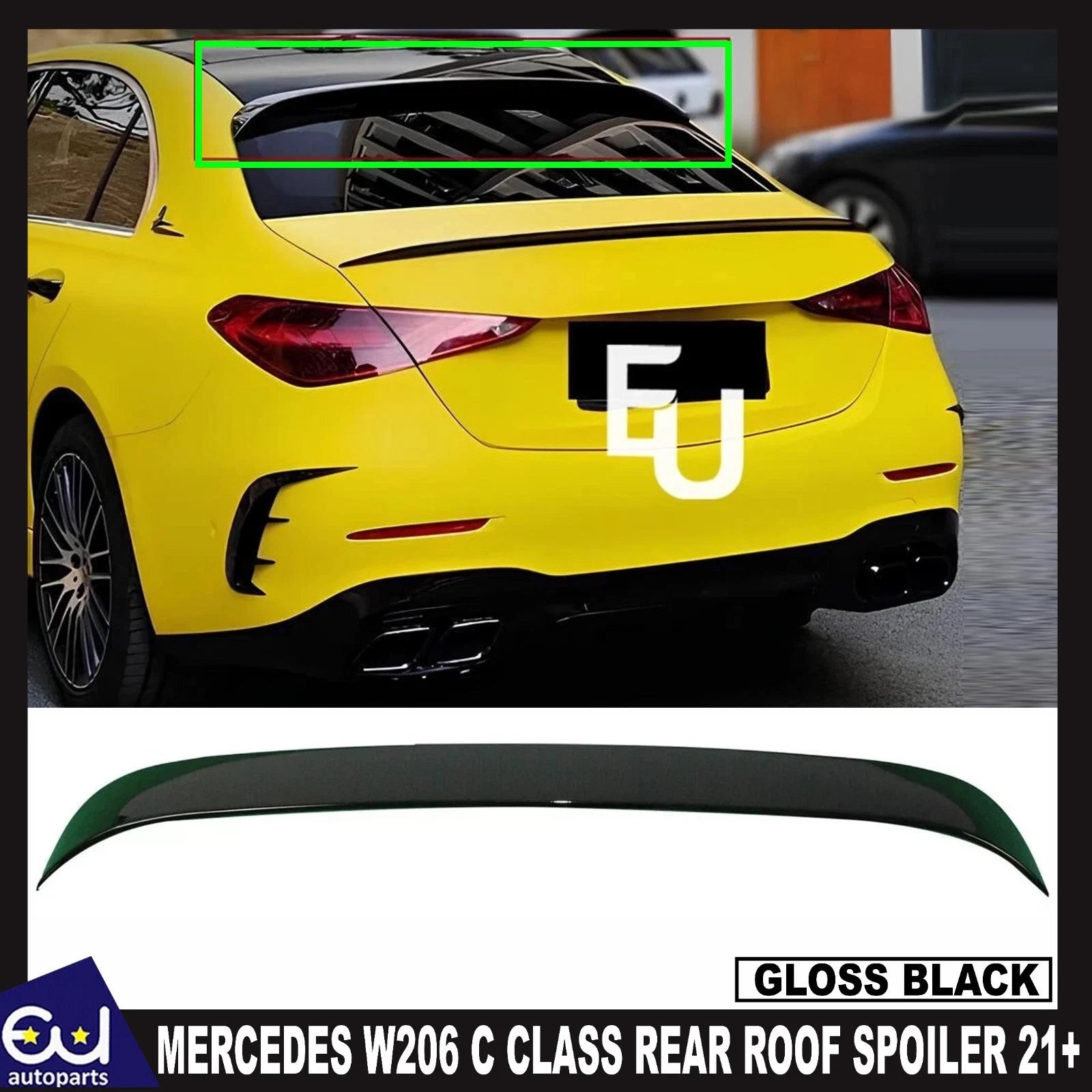 FOR MERCEDES W206 C CLASS REAR ROOF SPOILER LIP WING GLOSS BLACK 2021+