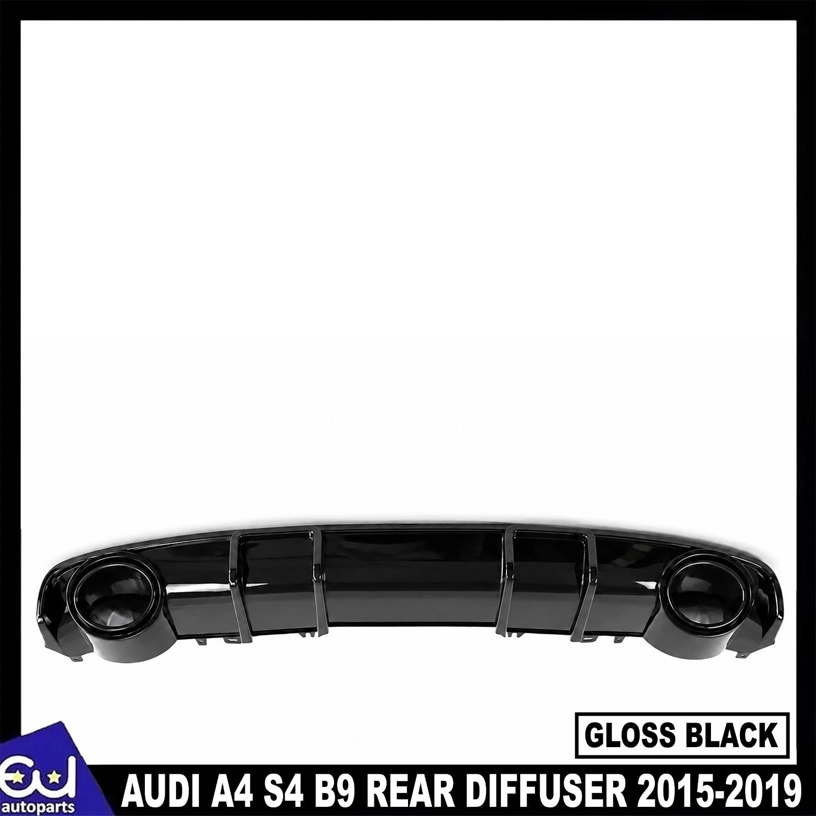 FOR AUDI A4 S4 B9 S-LINE RS4 LOOK REAR DIFFUSER W/TAILPIPE GLOSS BLACK 2015-2019
