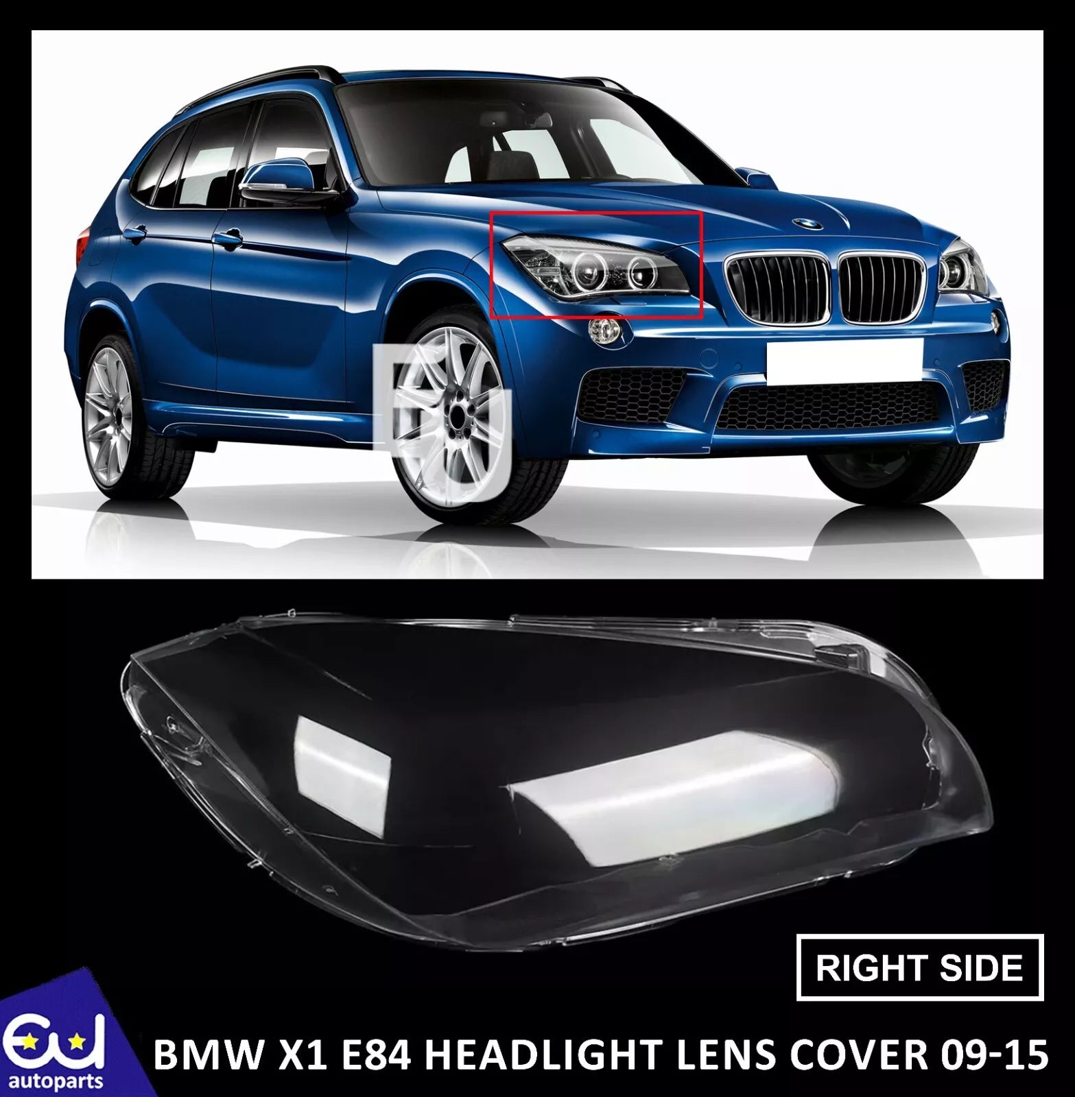 FOR BMW X1 E84 2009-2015 RIGHT DRIVER SIDE HEADLIGHT LENS HEADLAMP COVER SHELL
