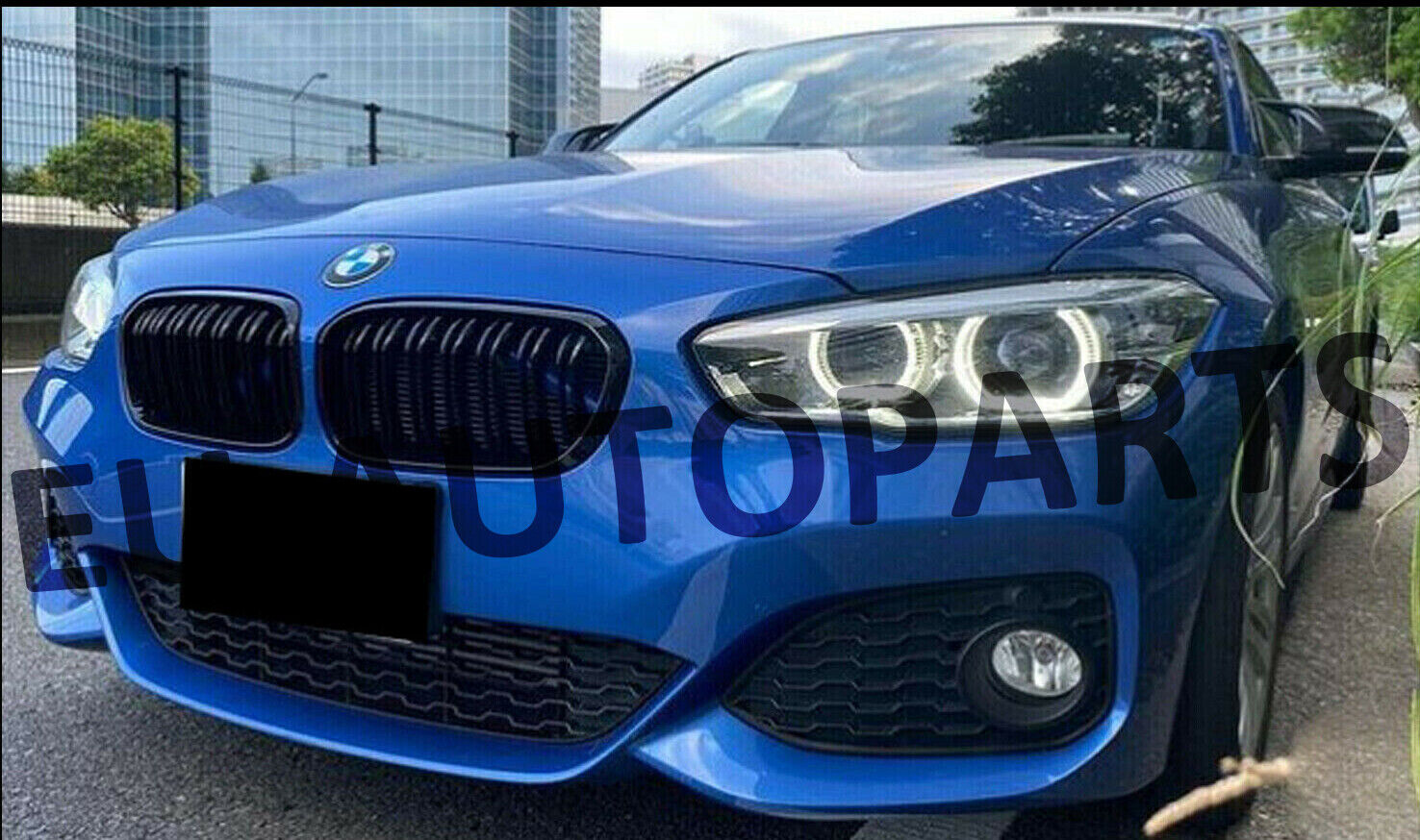 FRONT KIDNEY GRILLE GRILL FOR BMW 1 SERIES F20 F21 GLOSS BLACK TWIN SLAT 15-19