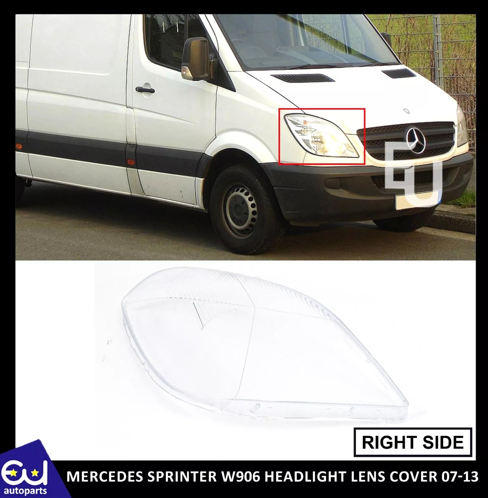 RIGHT DRIVER SIDE HEADLIGHT LENS HEADLAMP COVER FOR MERCEDES SPRINTER W906 07-13