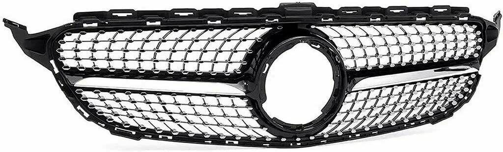 FOR MERCEDES C CLASS W205 DIAMOND STYLE FRONT GRILL GRILLE AMG 19+ W/O CAMERA