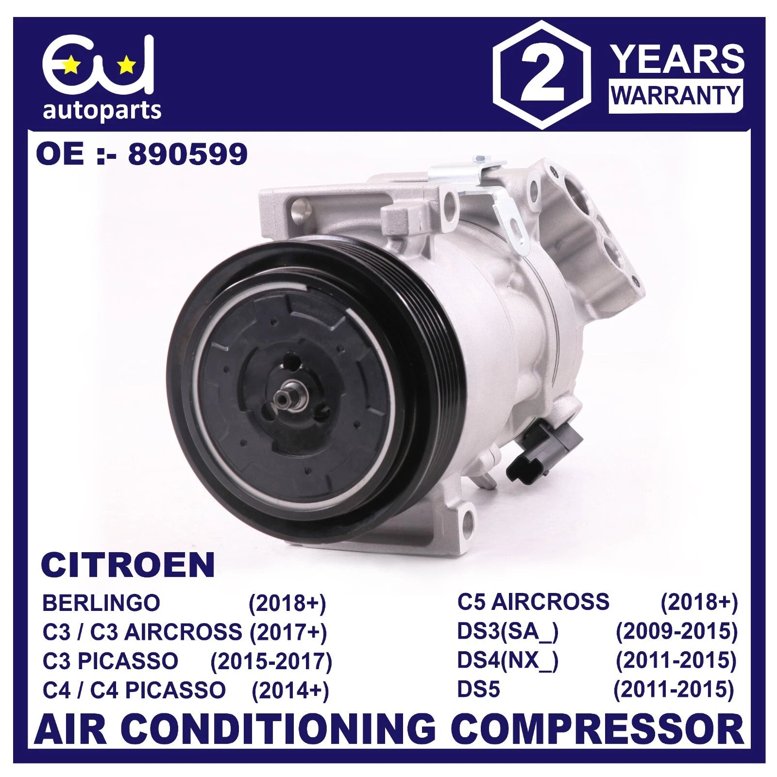 AIR CON A/C COMPRESSOR FOR CITROEN BERLINGO C3 AIRCROSS C4 GRAND PICASSO DS3 DS5