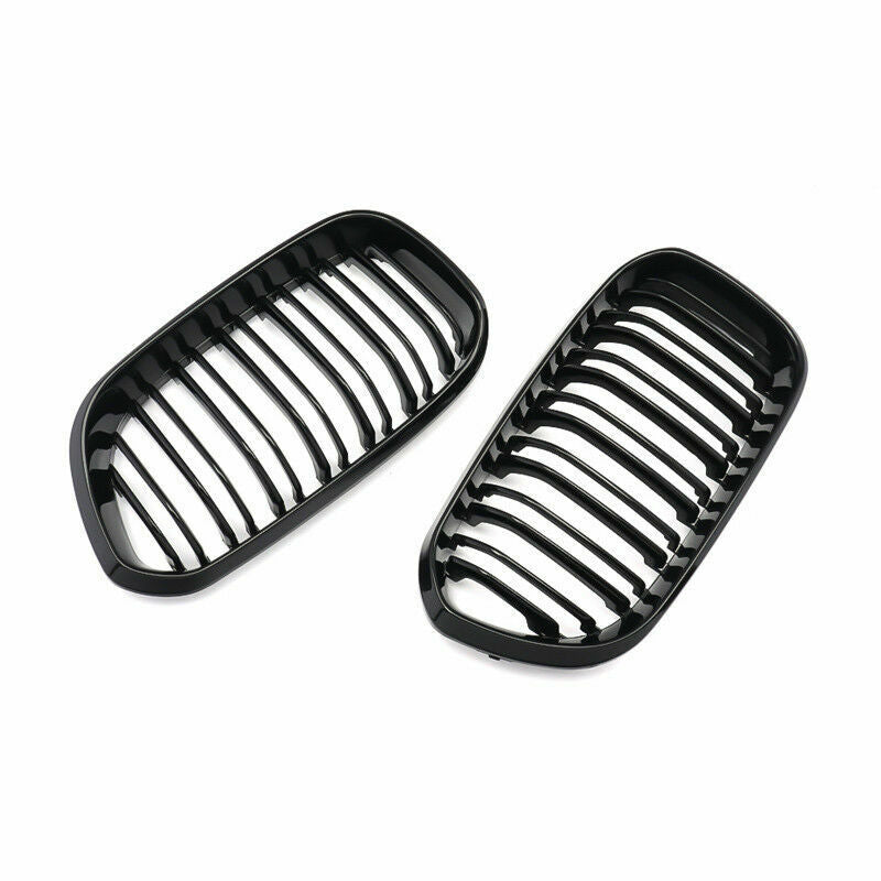 FRONT KIDNEY GRILLE GRILL FOR BMW 1 SERIES F20 F21 GLOSS BLACK TWIN SLAT 15-19