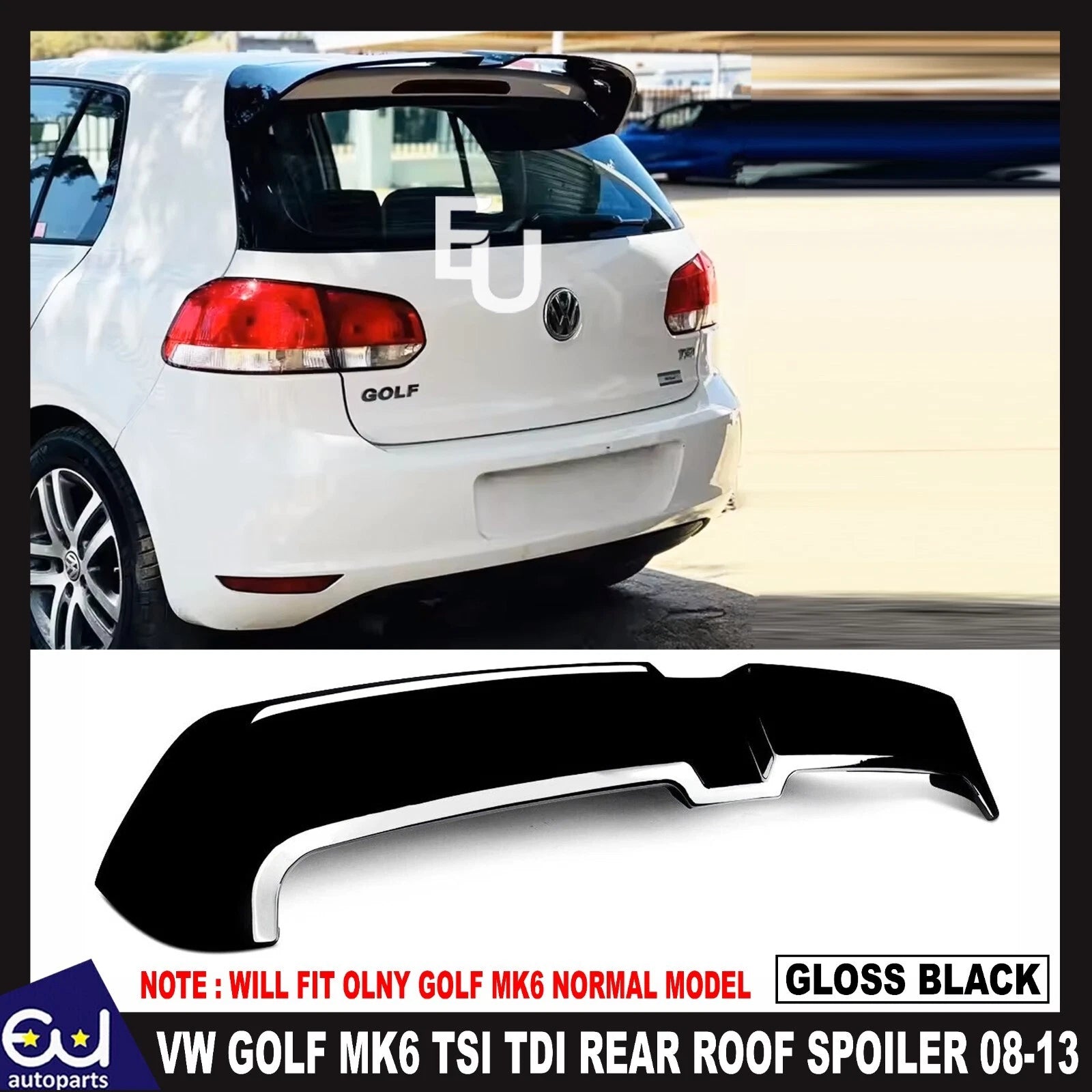 FOR VW GOLF MK6 TSI TDI OETTINGER STYLE 08-13 REAR ROOF BOOT SPOILER WING LIP