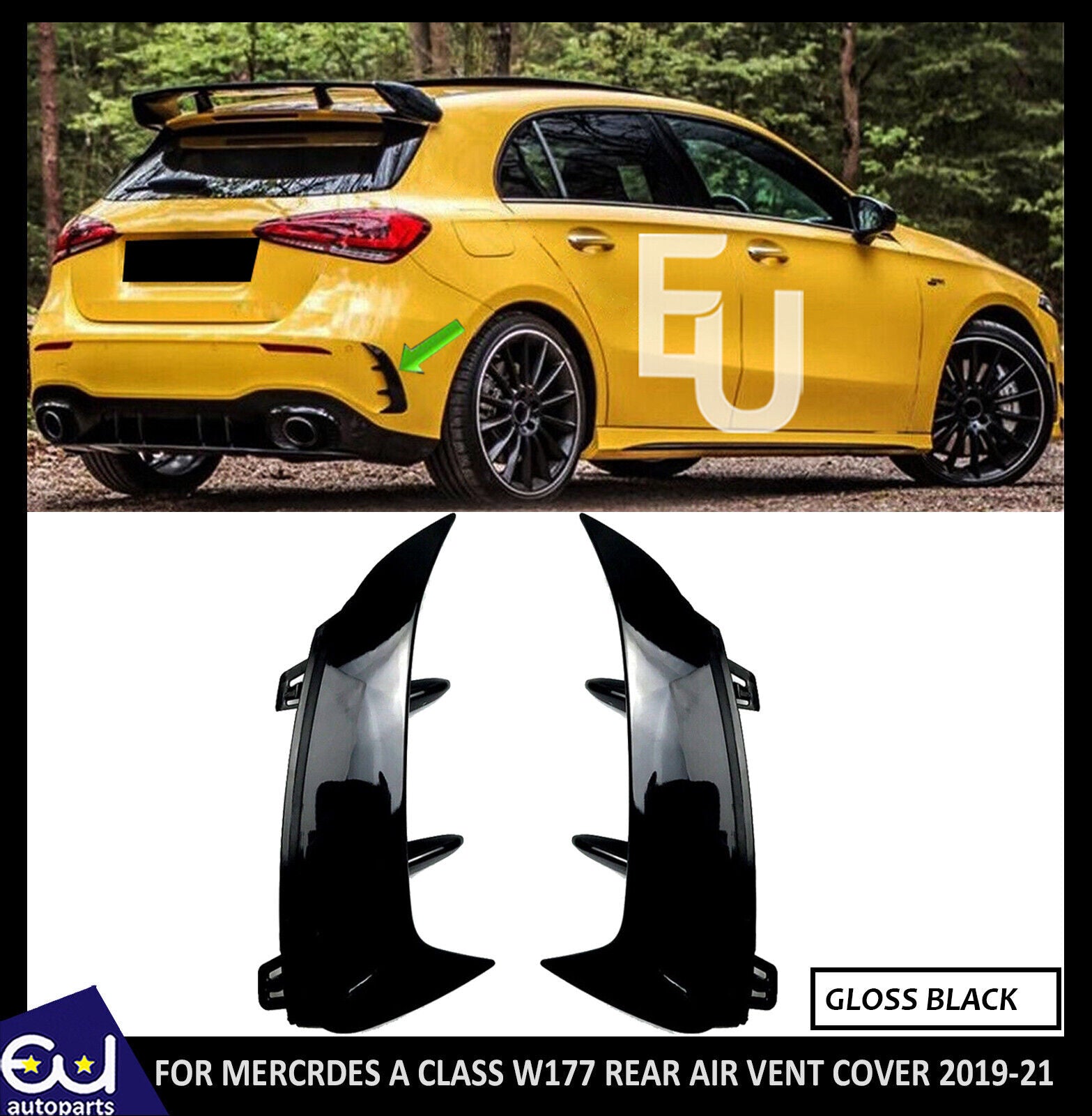 FOR MERCEDES A-CLASS W177 V177 A200 2X REAR BUMPER SPOILER CANARD AIR SIDE VENT