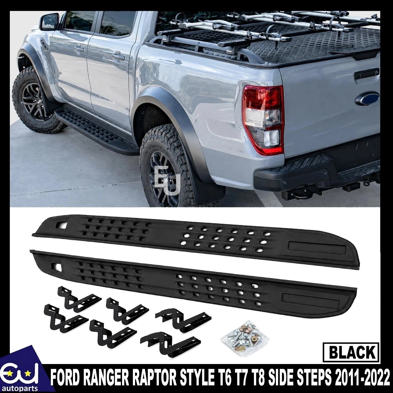 RAPTOR STYLE SIDE STEPS RUNNING BOARDS PAIR FOR FORD RANGER T6 T7 T8 2011-2022