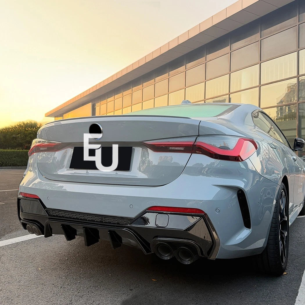 FOR BMW 4 SERIES G22 G23 REAR BUMPER DIFFUSER LIP EXHAUST GLOSS BLACK 2020+