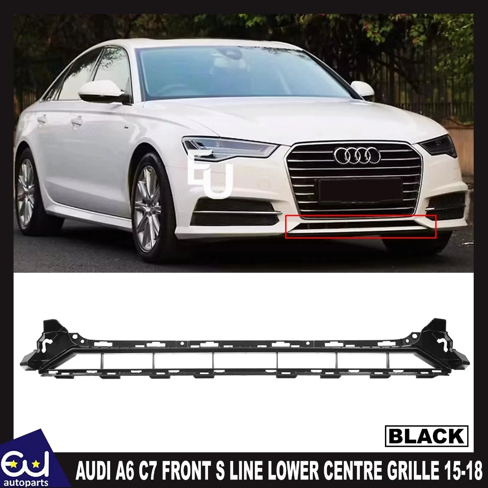 FOR AUDI A6 C7 S6 FRONT S LINE LOWER CENTRE BUMPER GRILLE GRILL TRIM 15-18