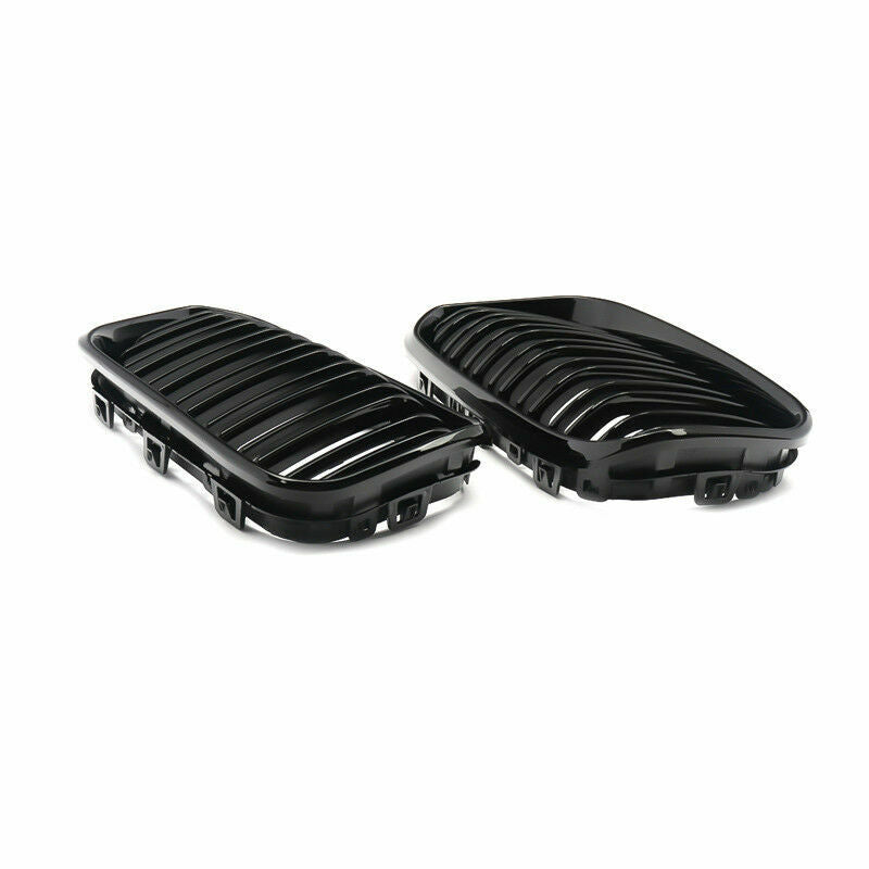 FRONT KIDNEY GRILLE GRILL FOR BMW 1 SERIES F20 F21 GLOSS BLACK TWIN SLAT 15-19