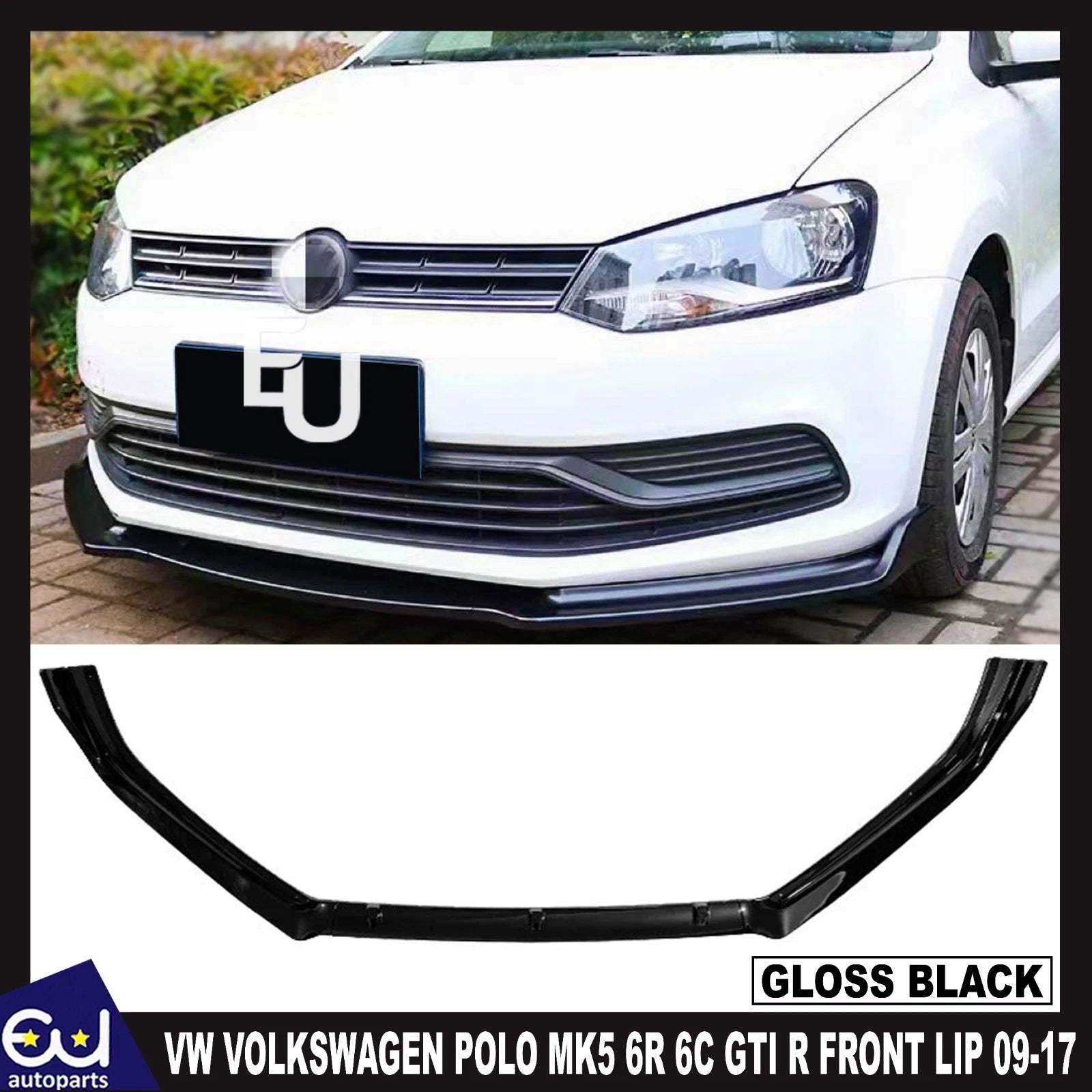 FOR VW VOLKSWAGEN POLO MK5 6R 6C GTI R FRONT SPLITTER SPOILER LIP BODY KIT 09-17