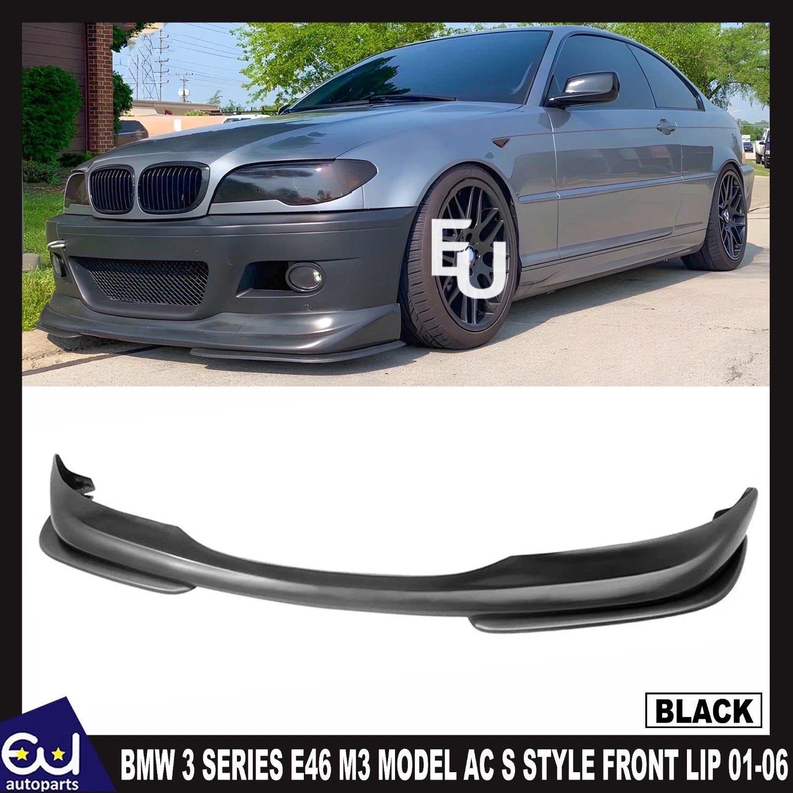 FOR BMW 3 SERIES E46 M3 MODEL AC S STYLE FRONT BUMPER LIP SPOILER SPLITTER 01-06