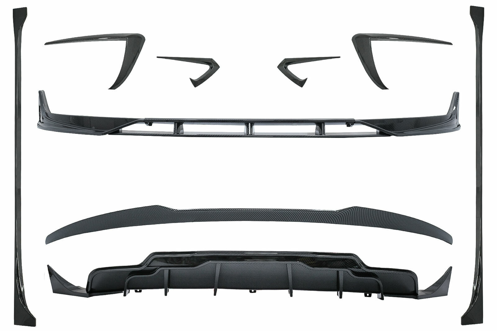 FOR TESLA MODEL 3 BODYKIT BODY KIT FRONT LIP DIFFUSER SIDE SKIRT CARBON LOOK 17+