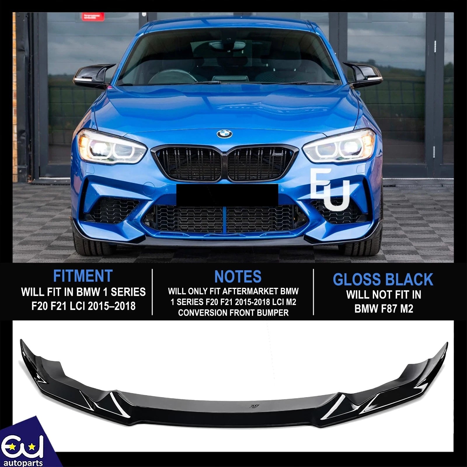 M2 COMPETITION FRONT SPLITTER FOR AFTERMARKET M2C FRONT BUMPER FOR BMW F20 F21