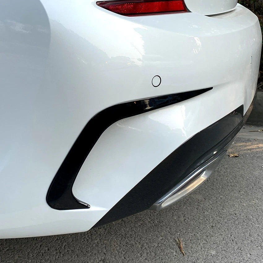 FOR BMW 3 SERIES G20 G21 REAR SIDE CANARD BUMPER DIFFUSER SPLITTER GLOSS BLACK