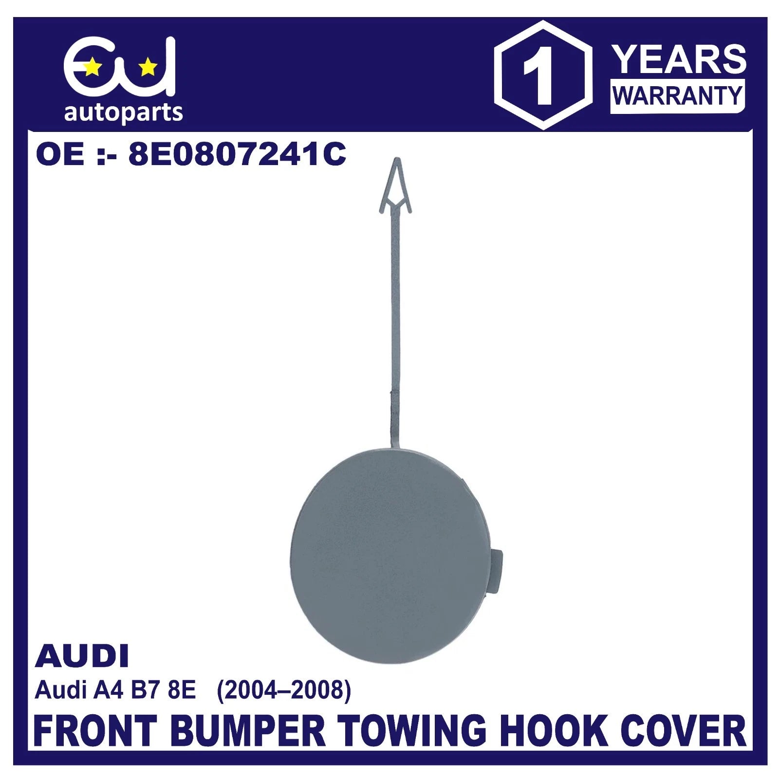 FRONT BUMPER TOWING EYE COVER TOW HOOK COVER FOR AUDI A4 B7 8E 04-08 8E0807241C