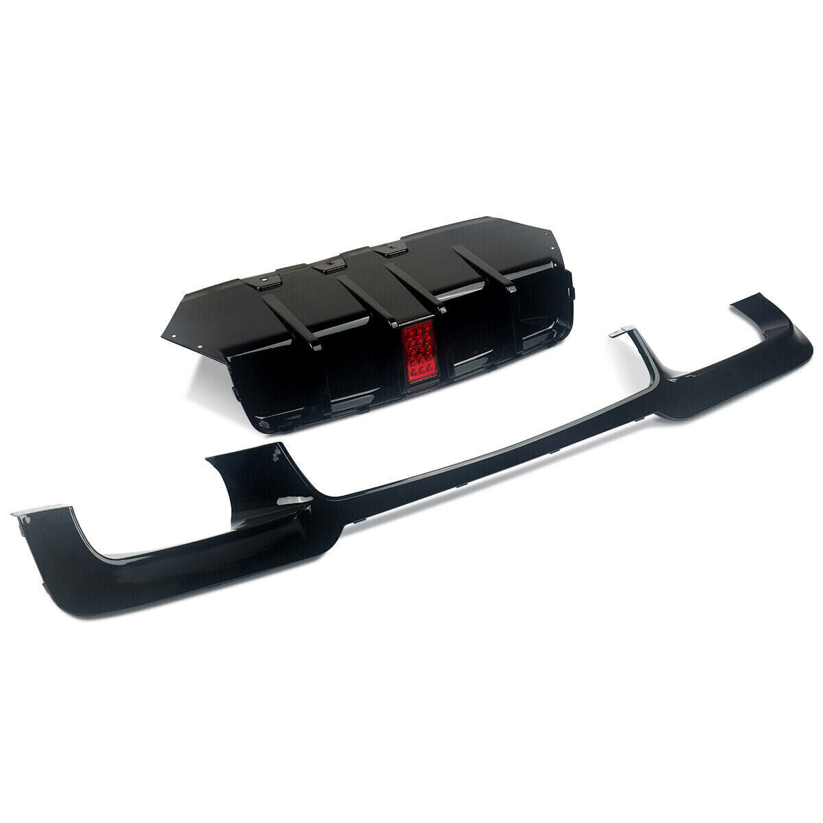FOR BMW F10 F11 5 SERIES REAR DIFFUSER BUMPER VALANCE WITH LED M-SPORT GLOSS BLK