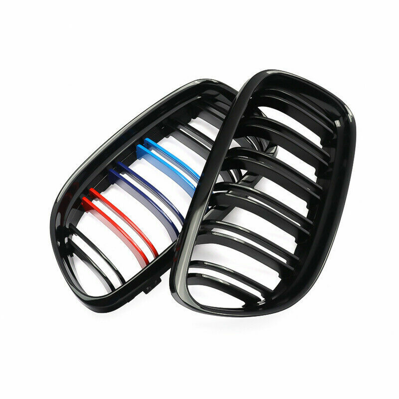 M COLOR BLACK TWIN BAR KIDNEY GRILLE GRILL FOR BMW 3 SERIES E90 E91 LCI 08-2011