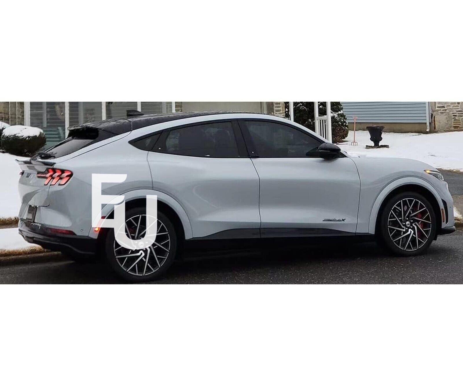 REAR BOOT SPOILER TRUNK WING TRIM V-SHAPE FOR FORD MUSTANG MACH-E 2020+ BLACK