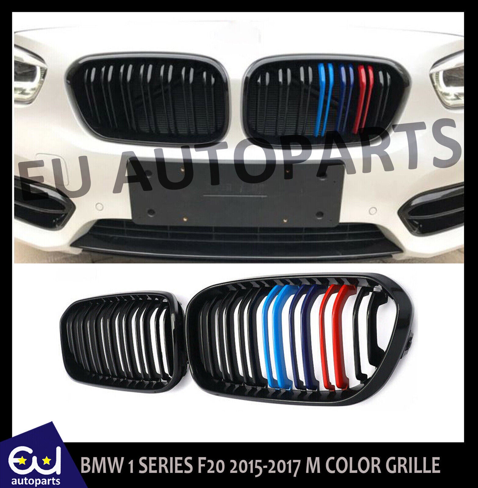 FOR BMW F20 F21 FRONT GRILLE M COLOR KIDNEY TWIN DUAL GRILLE GRILL  2015 ONWARDS