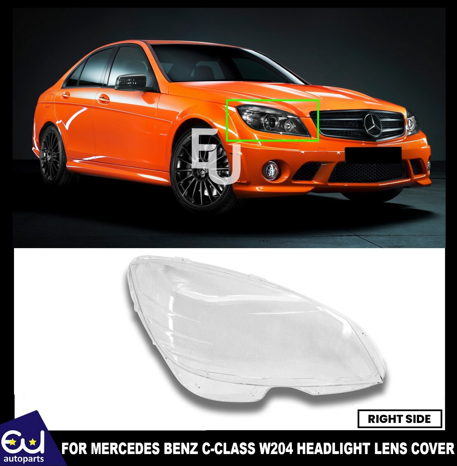RIGHT SIDE HEADLIGHT HEADLAMP LENS FOR MERCEDES C-CLASS W204 C200 C280 08-11
