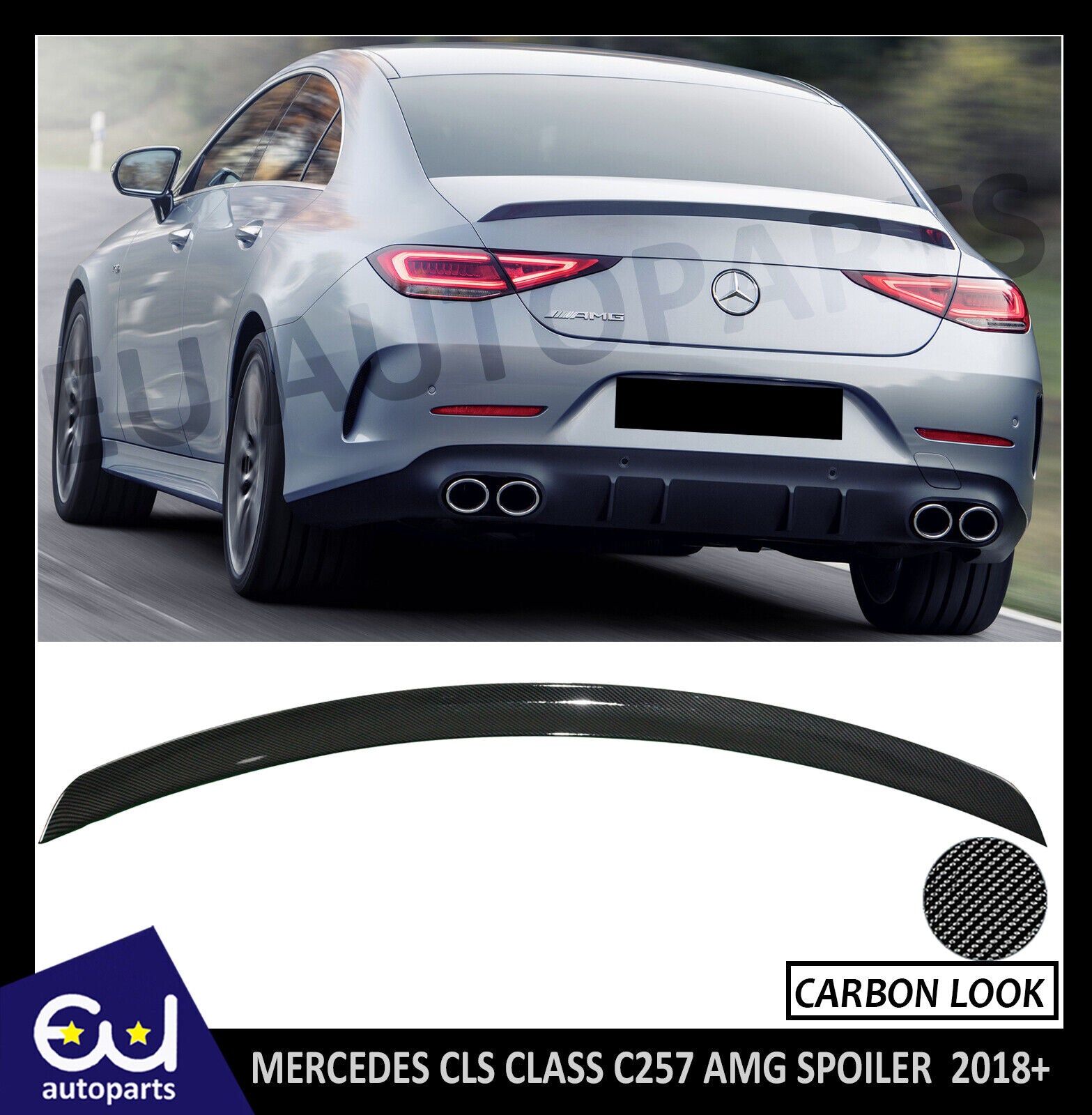 FOR MERCEDES CLS CLASS C257 AMG BOOT SPOILER TRUNK LID LIP 2018+ CARBON LOOK