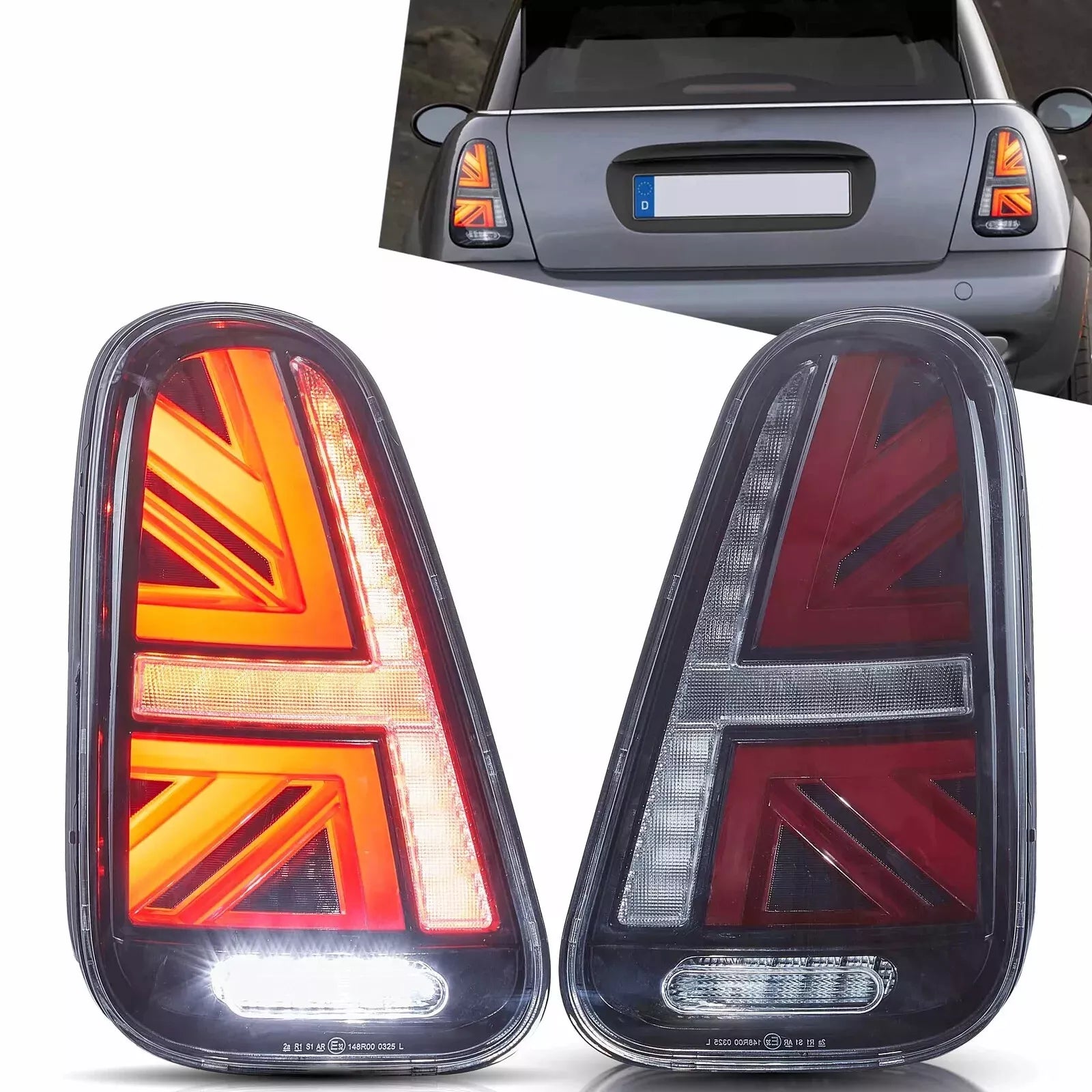 FOR MINI COOPER S R50 R52 R53 UNION JACK TAIL LIGHTS LAMP W/ANIMATION 2001-2006