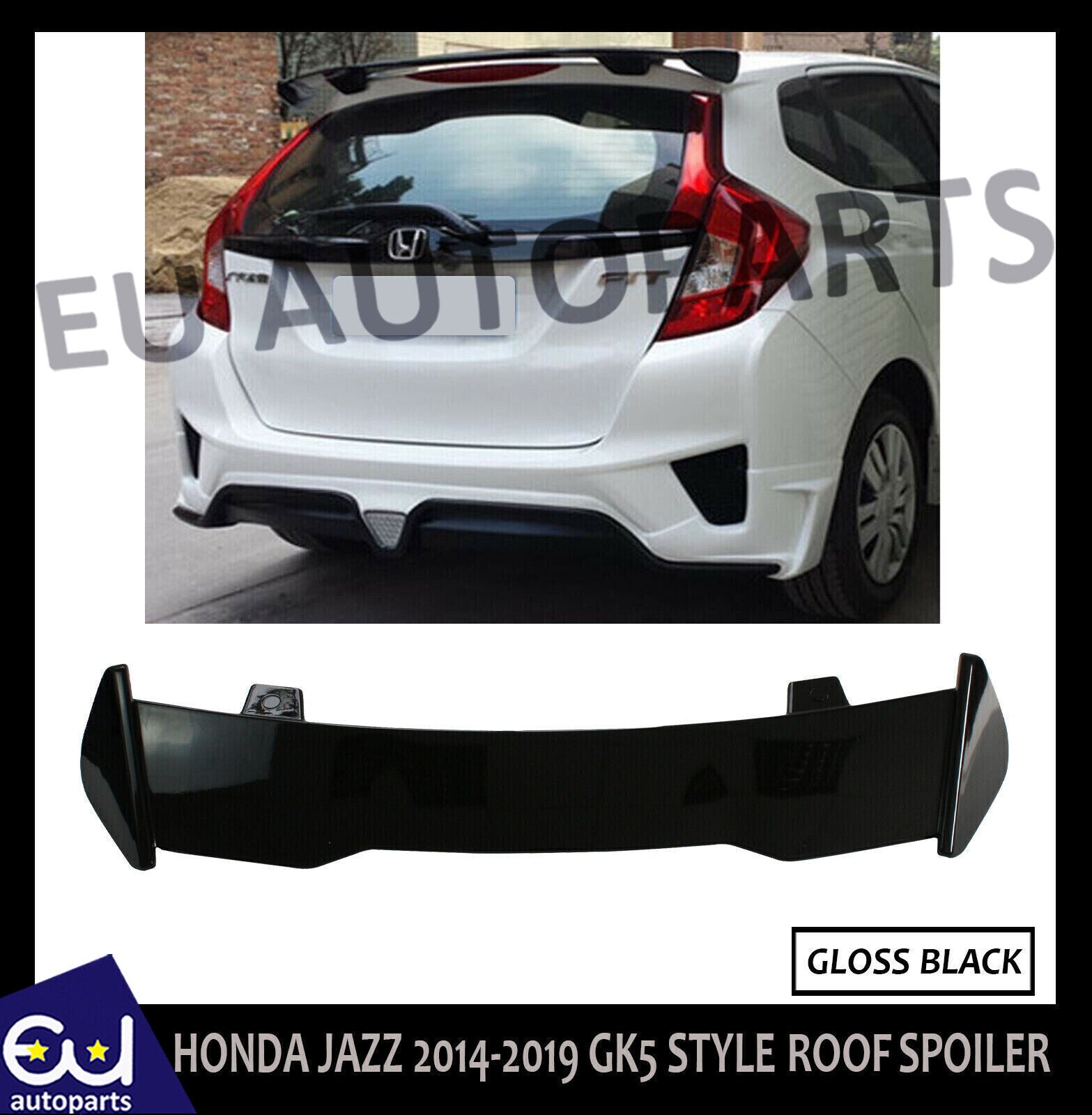FOR HONDA JAZZ MK4 REAR BOOT ROOF SPOILER WING LIP GLOSS BLACK 2014-2019