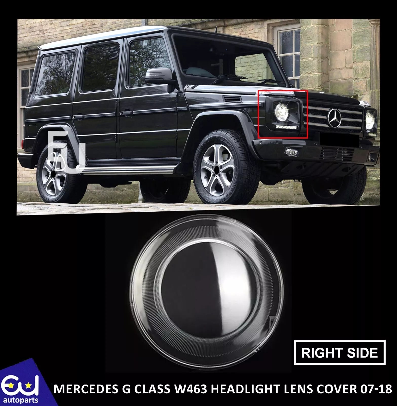 RIGHT DRIVER SIDE HEADLIGHT LENS COVER LAMP FOR MERCEDES G CLASS W463 2007-2018