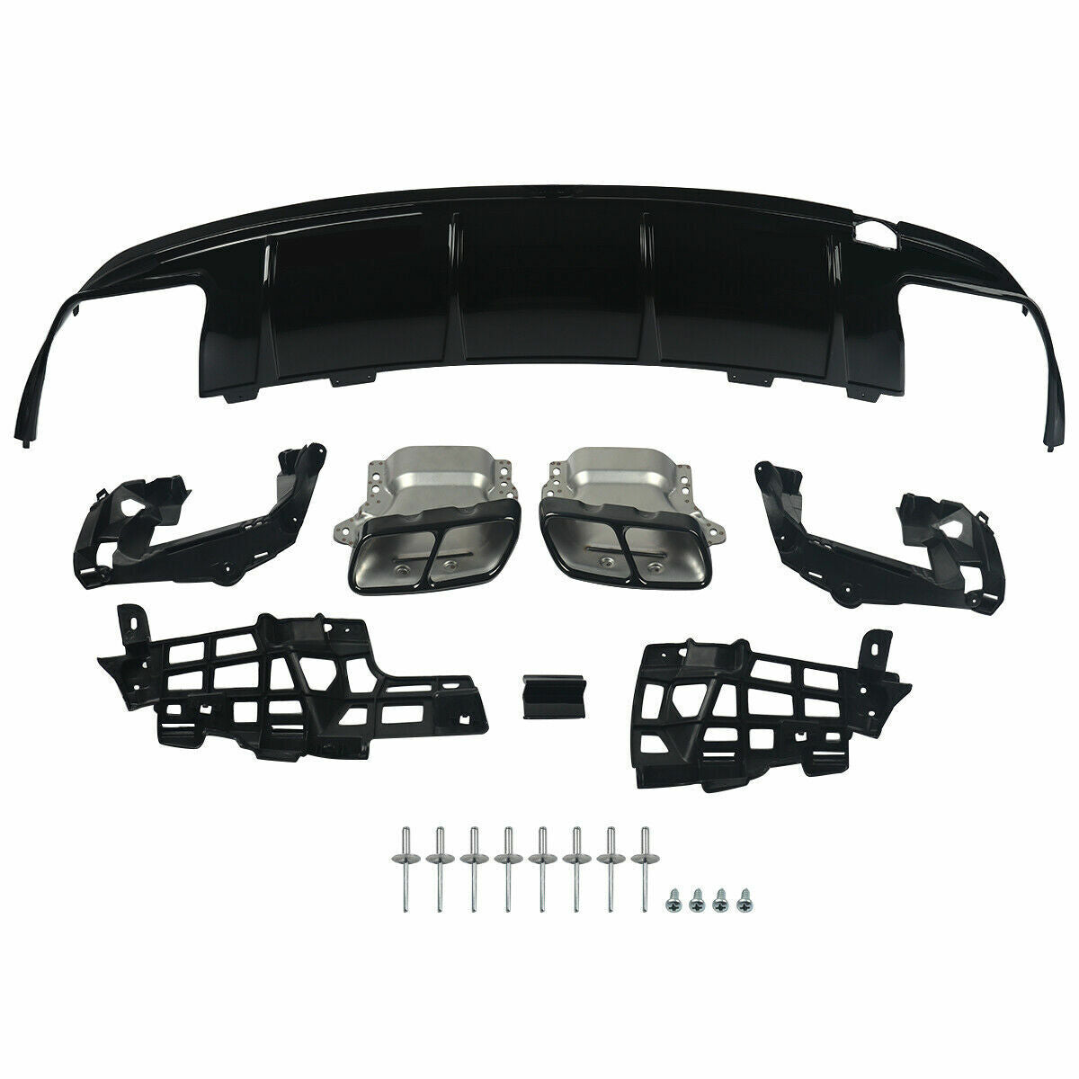 FOR MERCEDES AMG W117 C117 CLA45 GLOSS BLK REAR DIFFUSER QUAD EXHAUST TAIL PIPE