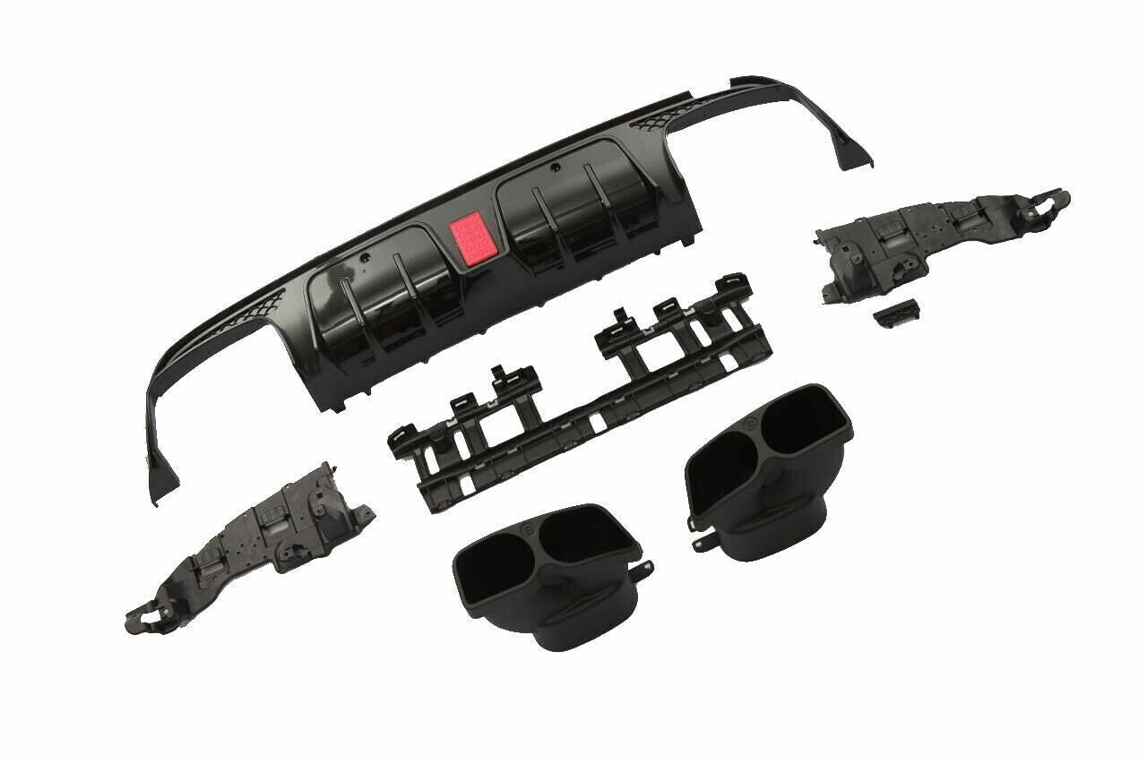 FOR MERCEDES C CLASS C205 A205 COUPE B STYLE REAR DIFFUSER+TAILPIPES CARBON LOOK