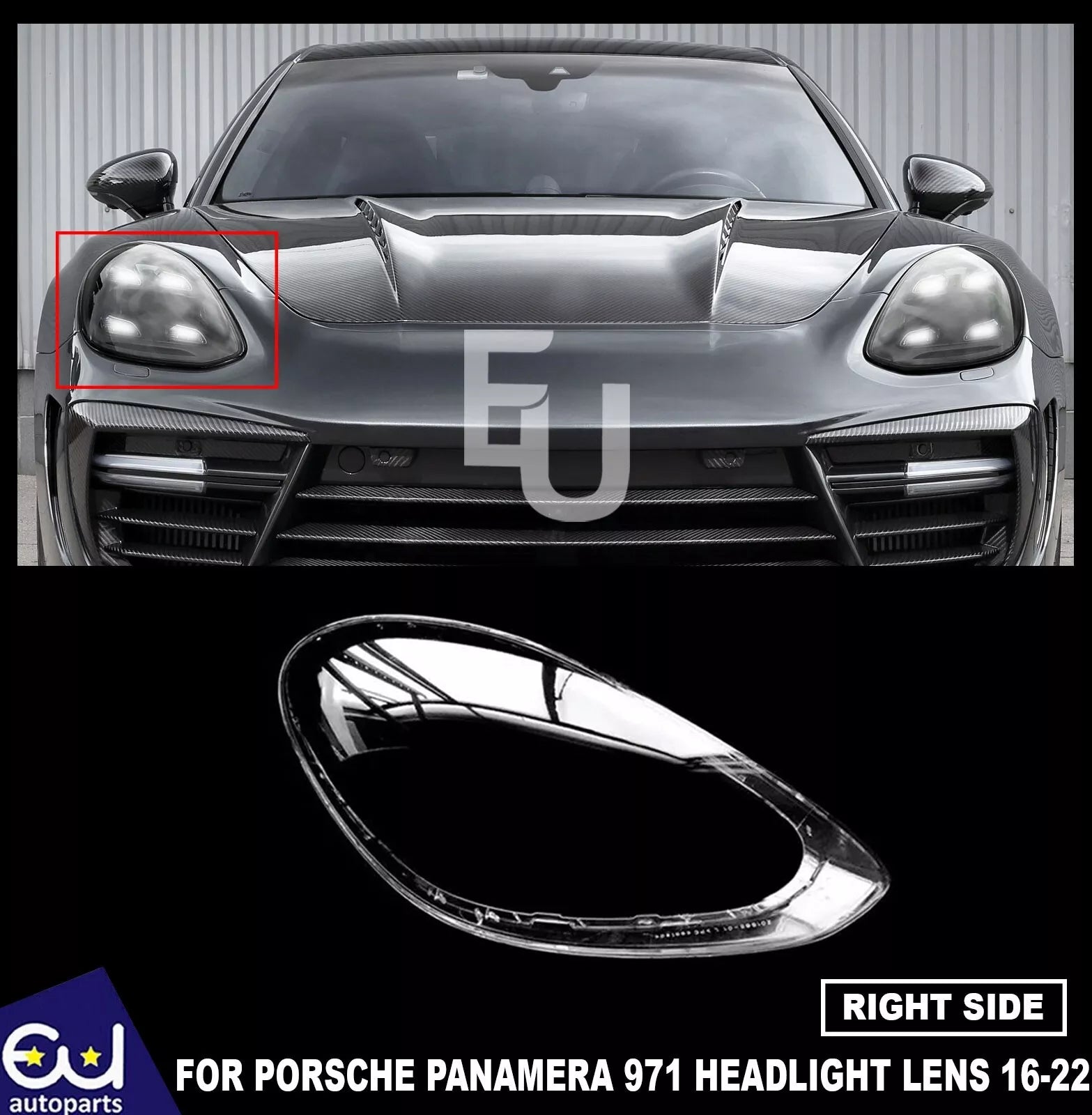 RIGHT DRIVER SIDE HEADLIGHT GLASS LENS COVER FOR PORSCHE PANAMERA 971 2016-2022