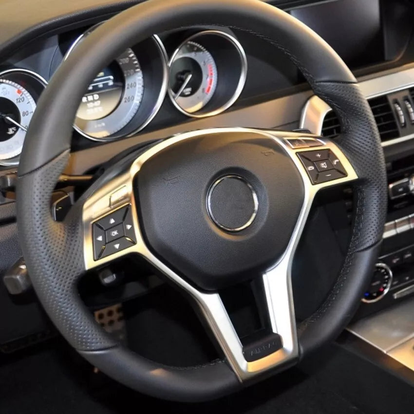 STEERING WHEEL TRIM COVER FOR MERCEDES C E CLASS W204 W212 W117 C63 E63 GLOSS