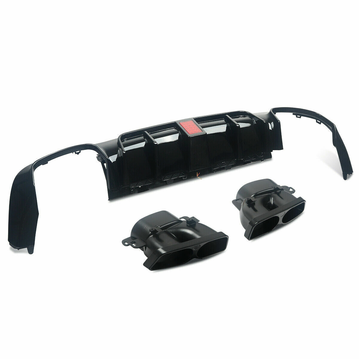 FOR MERCEDES BENZ E CLASS W213 REAR DIFFUSER AND TAIL PIPE F1 LOOK GLOSS BLACK