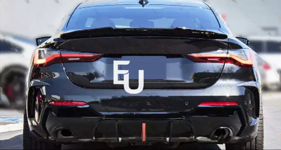 FOR BMW 4 SERIES G22 G23 REAR LED DIFFUSER VALANCE DUAL EXHAUST GLOSS BLACK 20+