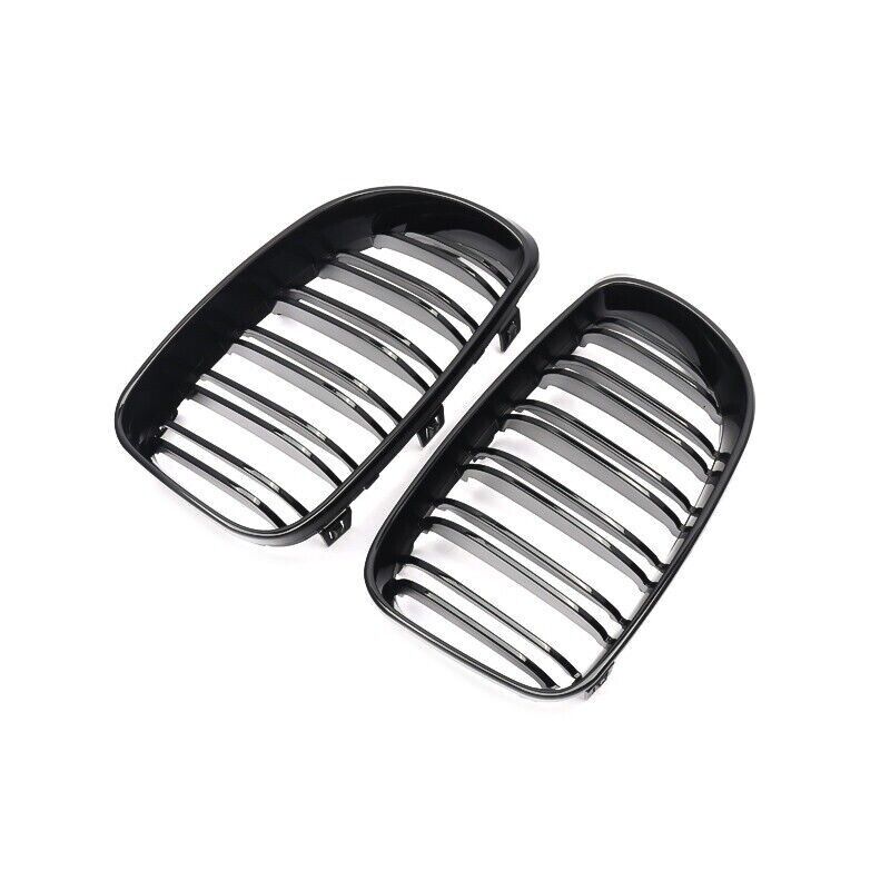 FOR BMW 1 SERIES E81 E82 E87 E88 KIDNEY GRILL GRILLE GLOSS BLACK DUAL SLAT 07-11