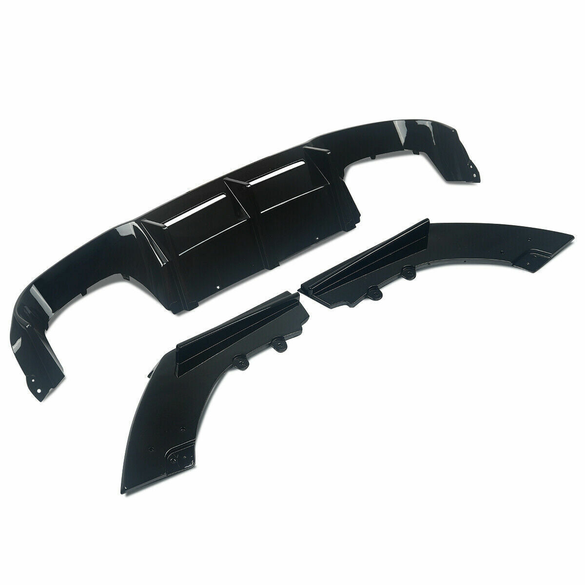 FOR BMW M2 F87 GLOSS BLACK REAR DIFFUSER SPLITTER VALANCE 3PC MTC STYLE 2015+