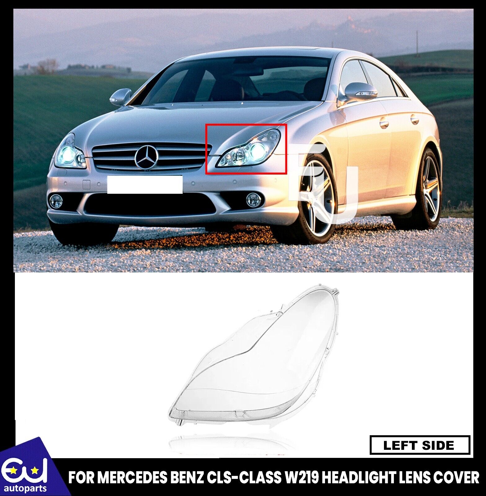 LEFT HEADLIGHT CLEAR LENS COVER FOR MERCEDES CLS W219 CLS350/500/550 2003-2010