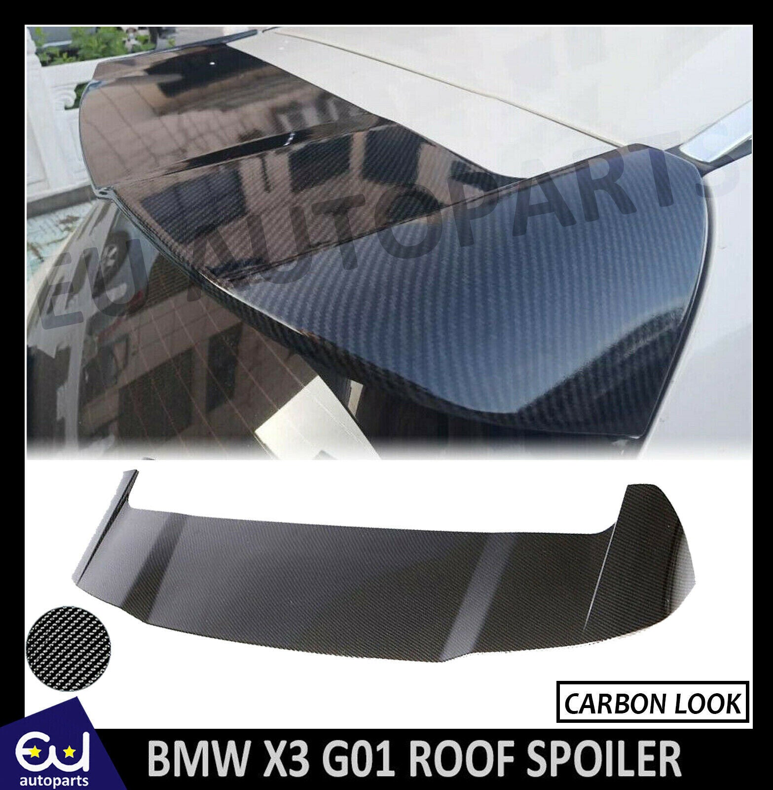 FOR BMW X3 G01 18-19 REAR ROOF BOOT SPOILER WINDOW WING LIP CARBON FIBER LOOK