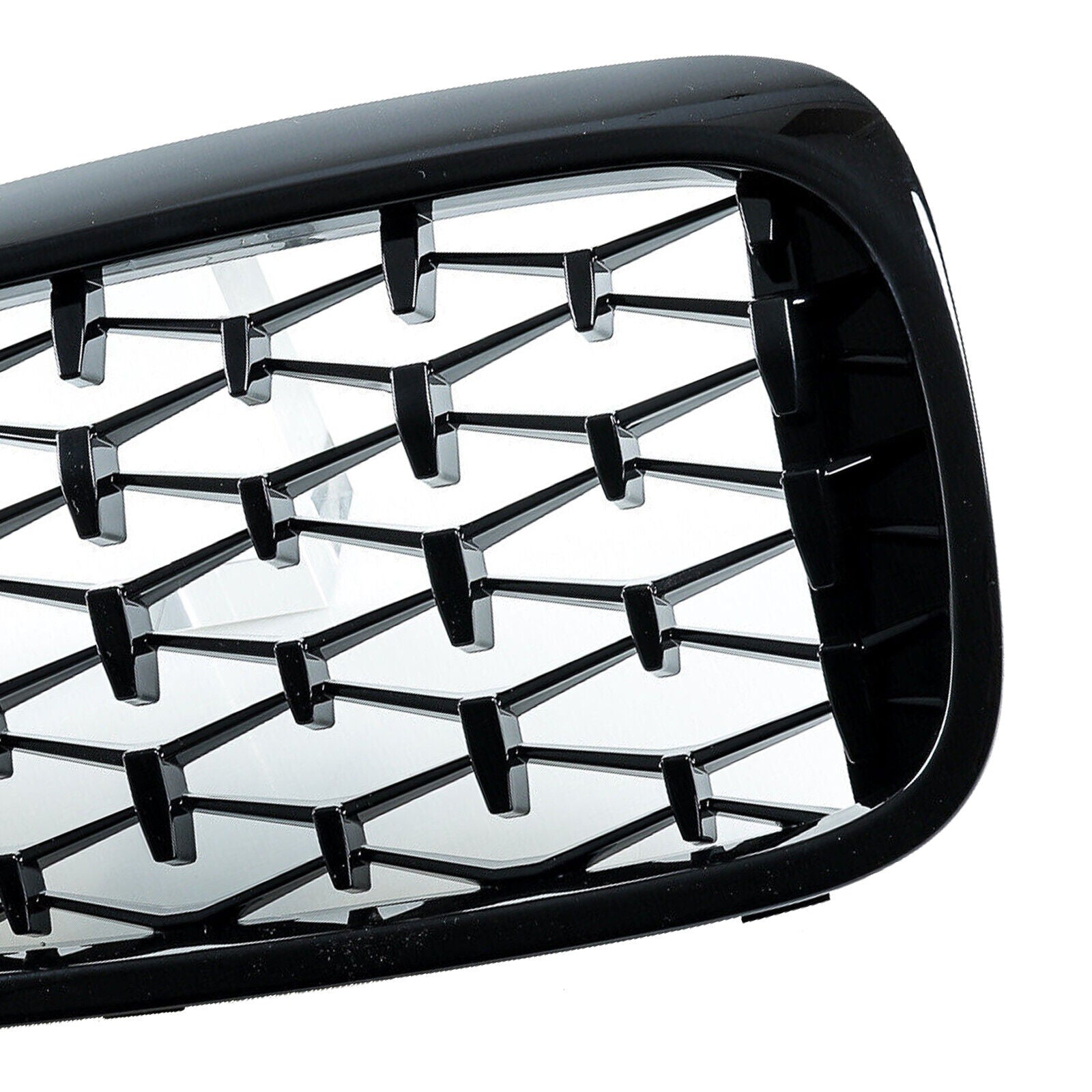 FOR BMW 5 SERIES G30 G31 G38 DIAMOND ONE SLAT GLOSS BLACK FRONT GRILLE GRILL 17+