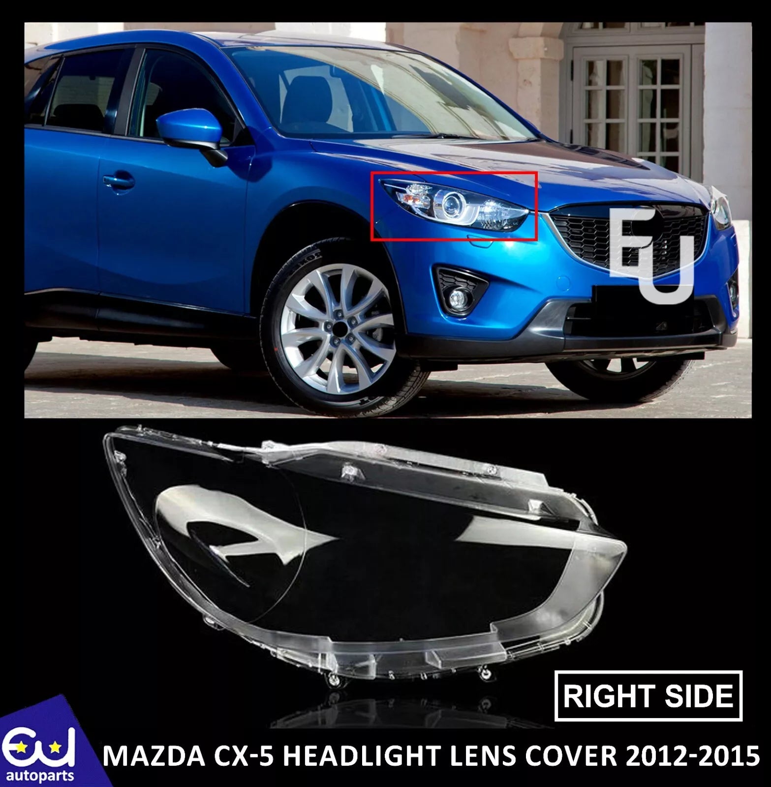 FOR MAZDA CX-5 CX5 FRONT HEADLIGHT LAMP LENS COVER FRONT RIGHT DRIVER SIDE 12-15