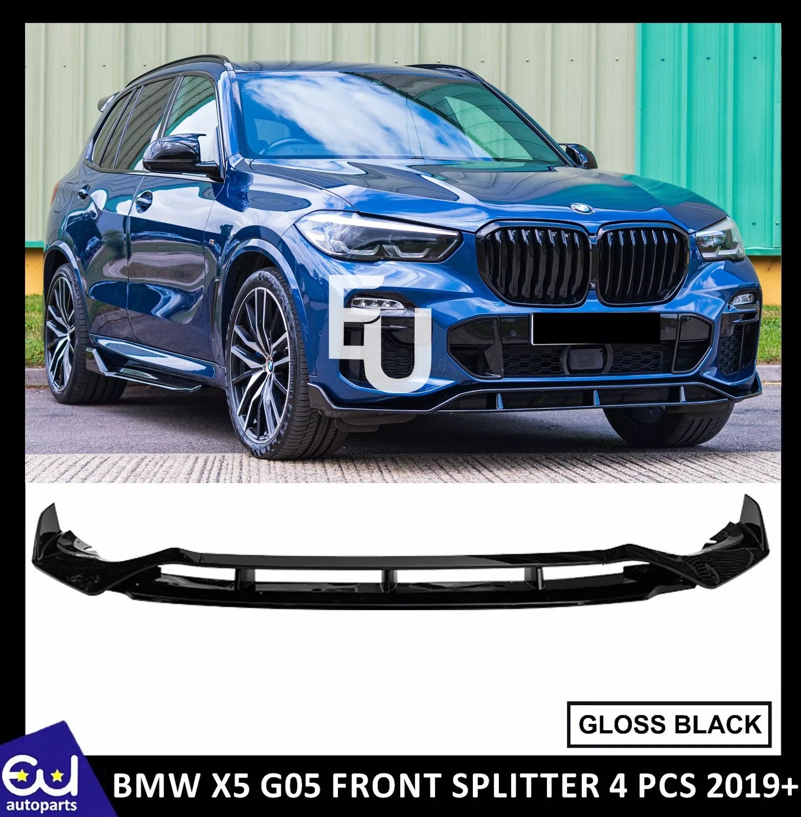 FOR BMW X5 G05 FRONT LIP SPLITTER EXTENSION M SPORT GLOSS BLACK 19+