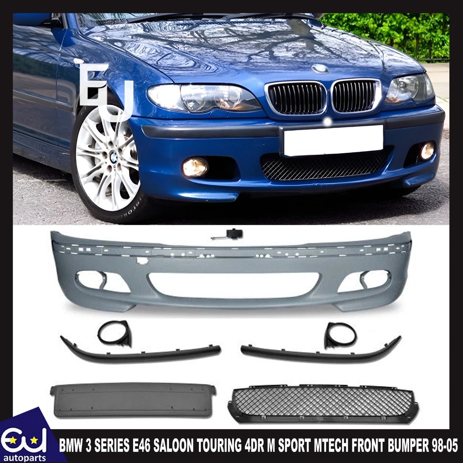 FOR BMW 3 SERIES E46 98-05 SALOON TOURING 4DR M SPORT MTECH STYLE FRONT BUMPER
