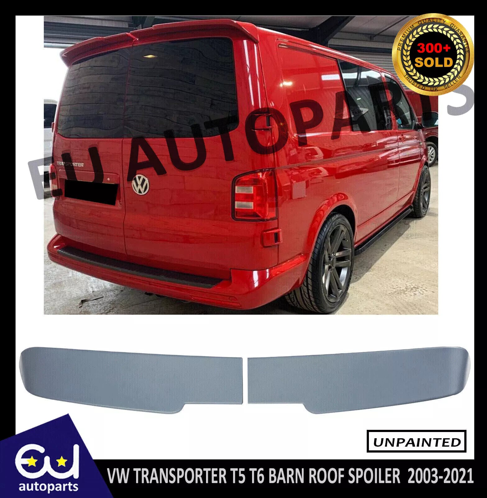 REAR ROOF BOOT SPOILER BARN DOOR FOR VW TRANSPORTER T5 T6 2003-2021 UNPAINTED