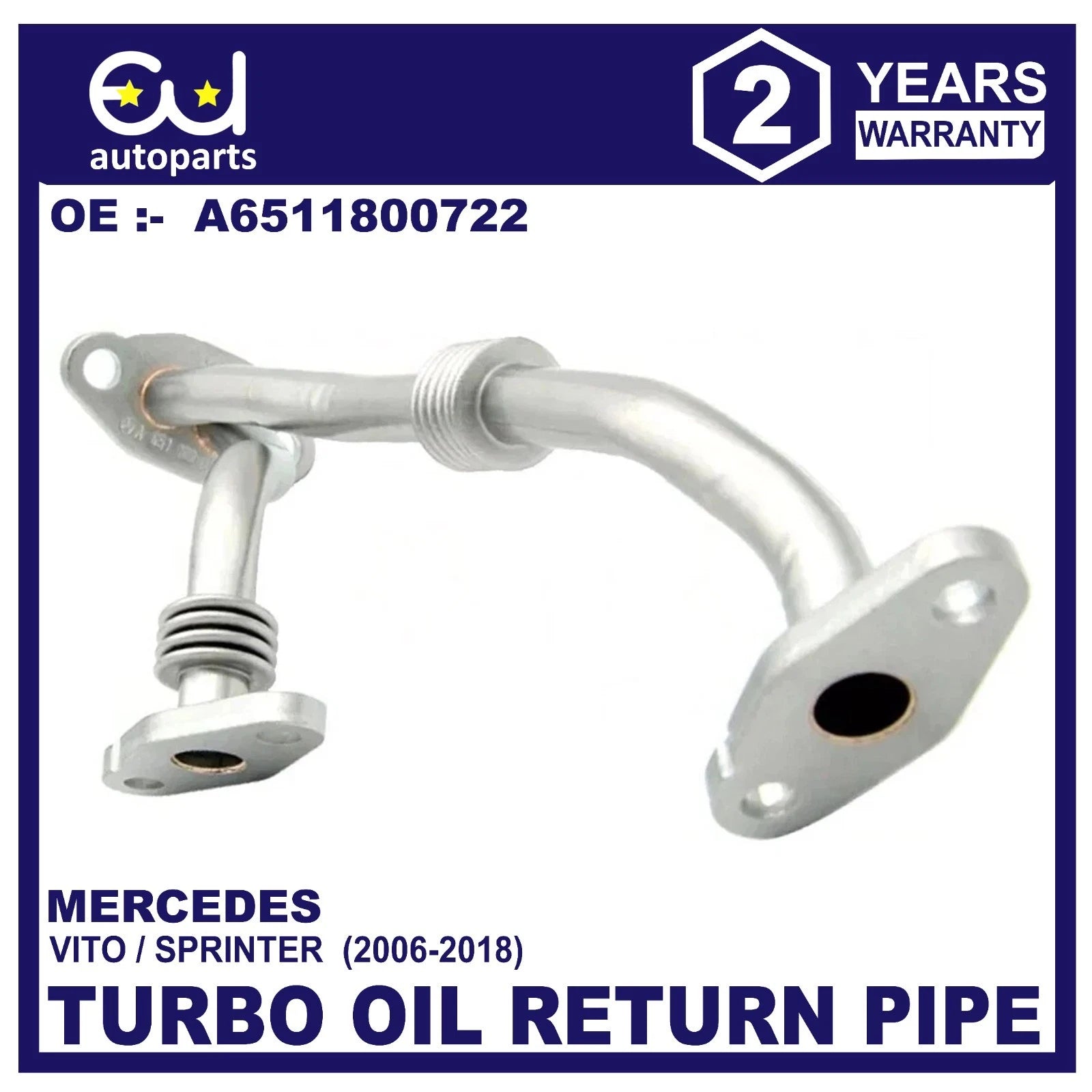 FOR MERCEDES VITO / SPRINTER OM651 TURBO OIL RETURN PIPE A6511800722 2006-2018