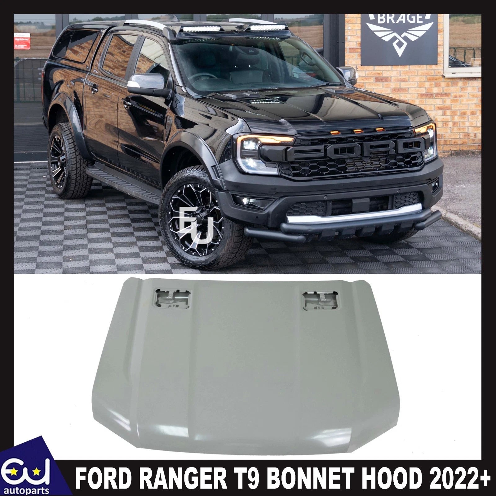 RAPTOR STYLE FRONT ENGINE BONNET COVER HOOD FOR FORD RANGER T9 WILDTRAK 2022+
