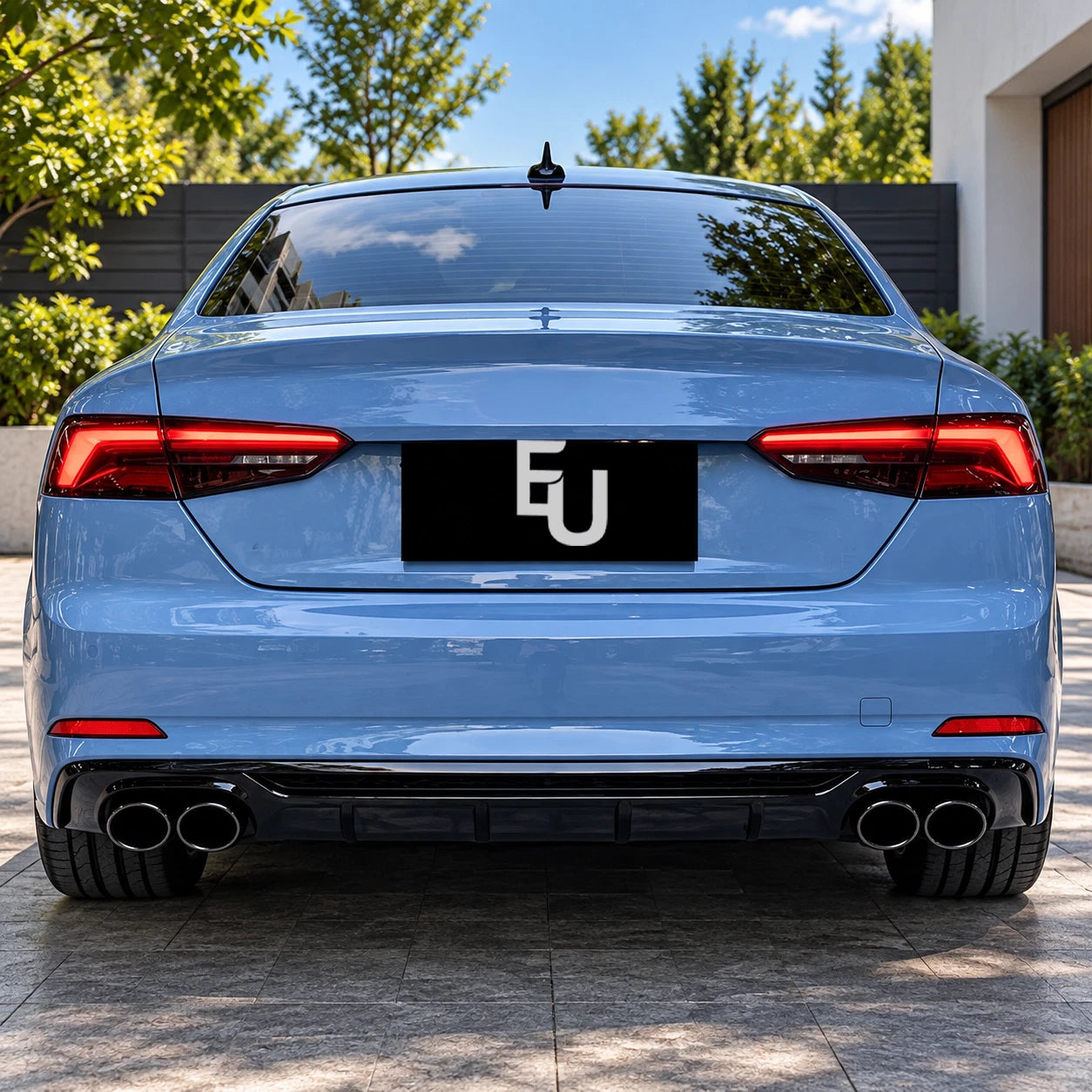 FOR AUDI A5 S5 B9 S-LINE PRE-LCI REAR DIFFUSER TAILPIPES GLOSS BLACK 2016-2019