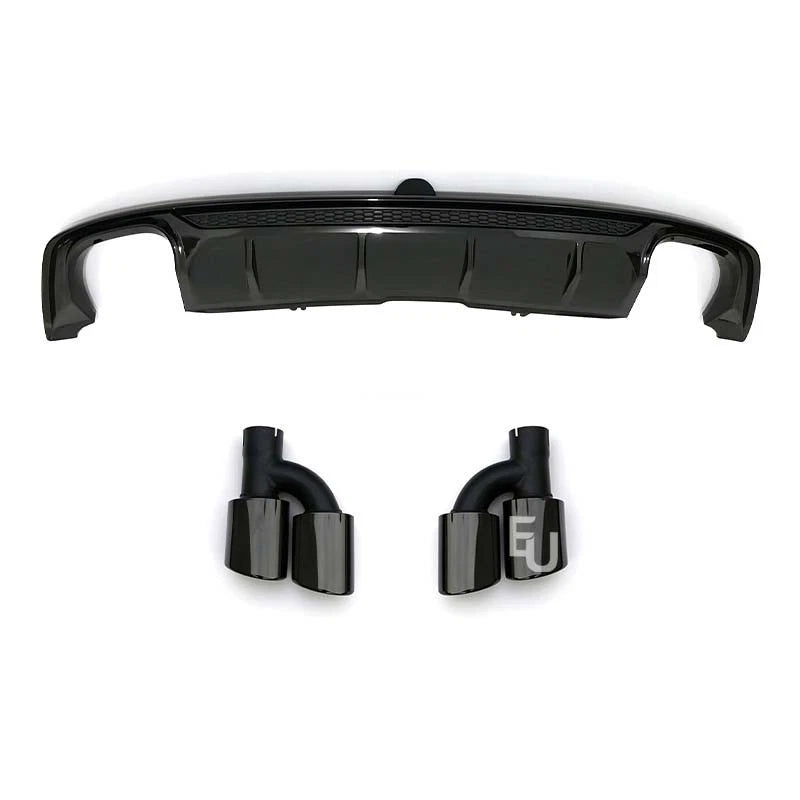 FOR AUDI A5 S5 B9 S-LINE PRE-LCI REAR DIFFUSER TAILPIPES GLOSS BLACK 2016-2019